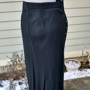 Skirt: black wool blend(?), 3/4 button-up, maxi. Size 6? - no tags